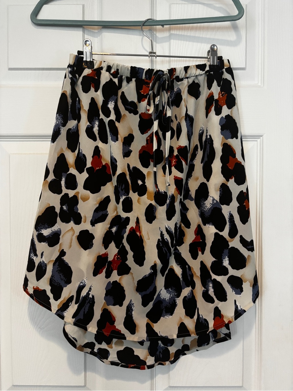 SHEIN Beige Leopard-Print A-Line Drawstring Skirt - Maternity